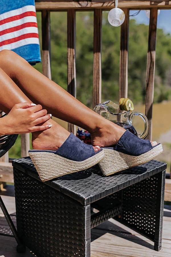 The Mariposa Faux Suede Wedge In Navy - Image 5