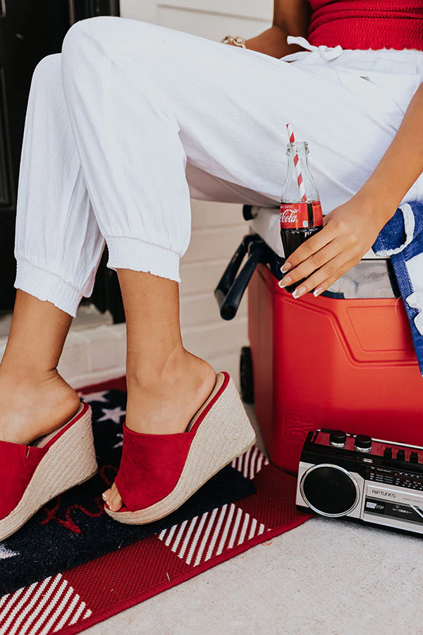 The Mariposa Faux Suede Wedge In Red - Image 3