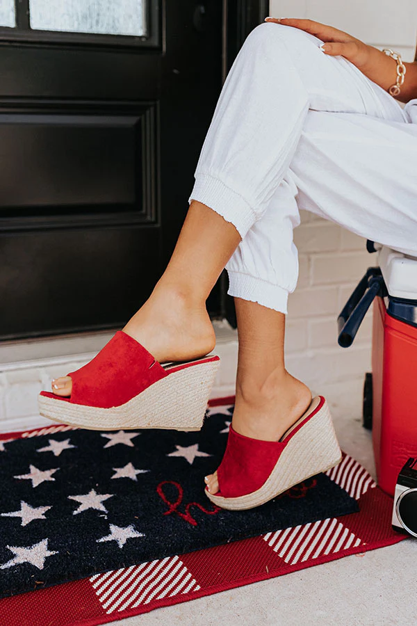 The Mariposa Faux Suede Wedge In Red - Image 4