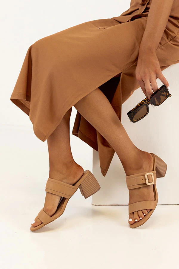 The Metro Faux Leather Heel In Tan - Image 2