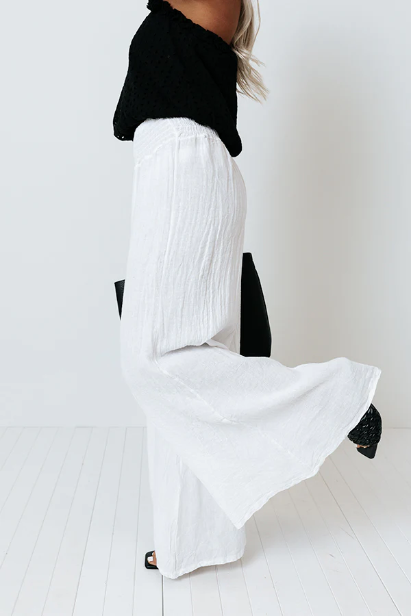 The Nirvana High Waist Linen Pants In White - Image 5