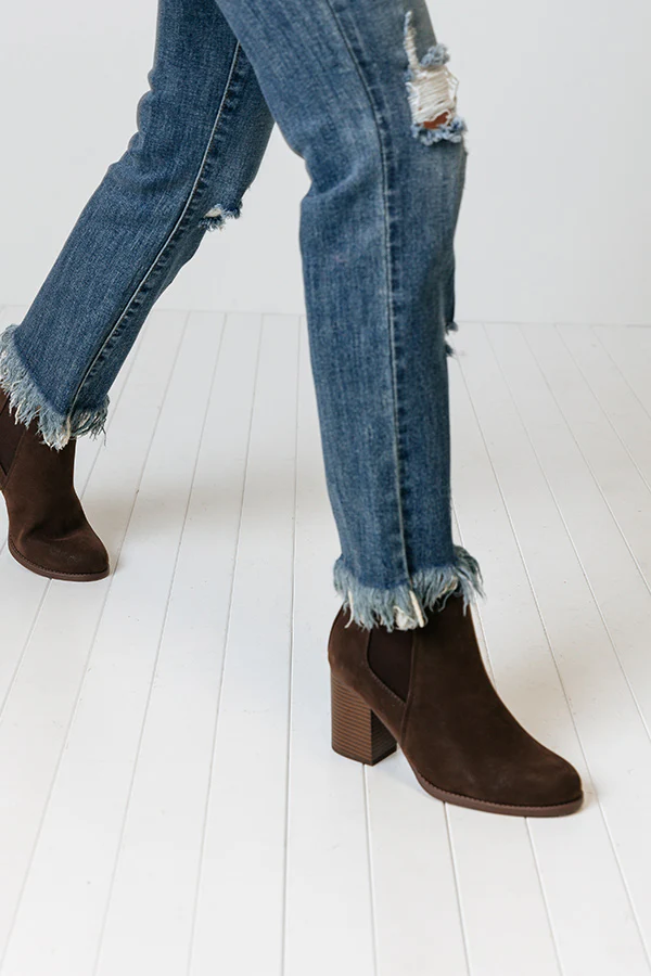 The Ollie Faux Suede Bootie In Chestnut - Image 3