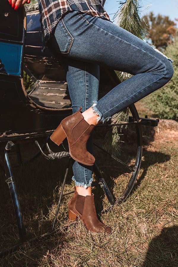 The Ollie Faux Suede Bootie In Chestnut - Image 6