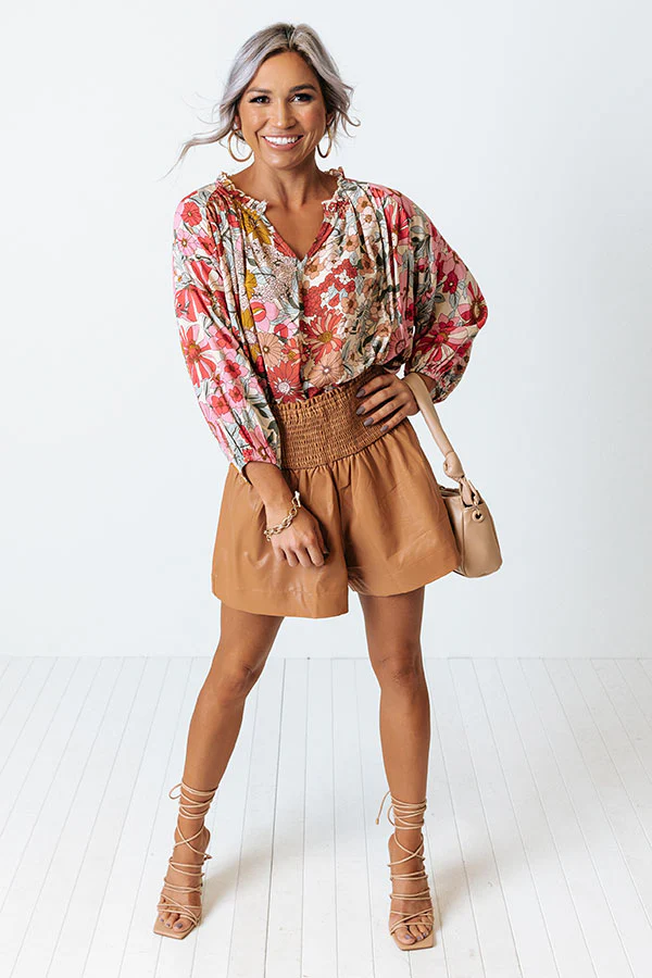 The Parleigh Faux Leather Shorts In Camel - Image 3