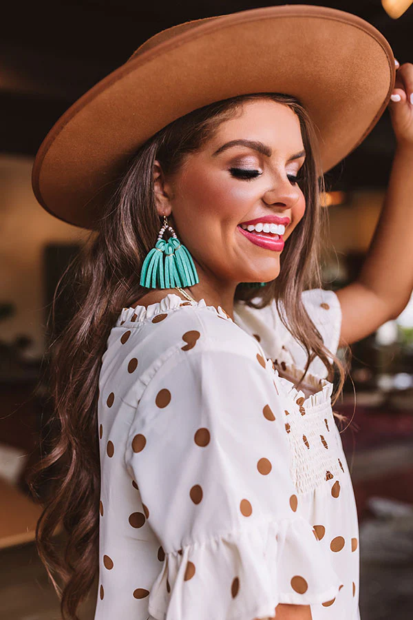 The Penelope Mini Tassel Earrings in Seafoam - Image 2