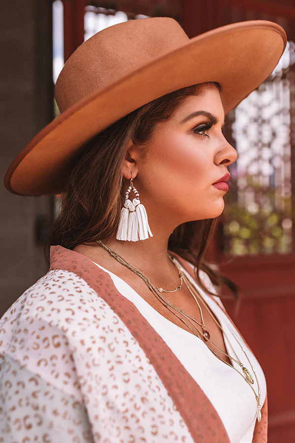 The Penelope Mini Tassel Earrings in White - Image 3