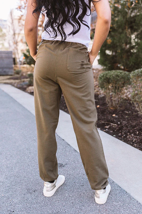 The Pike High Waist Distressed Joggers In Olive - Image 6