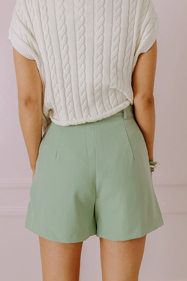 The Queenie High Waist Fringe Shorts in Sea Glass - Image 5