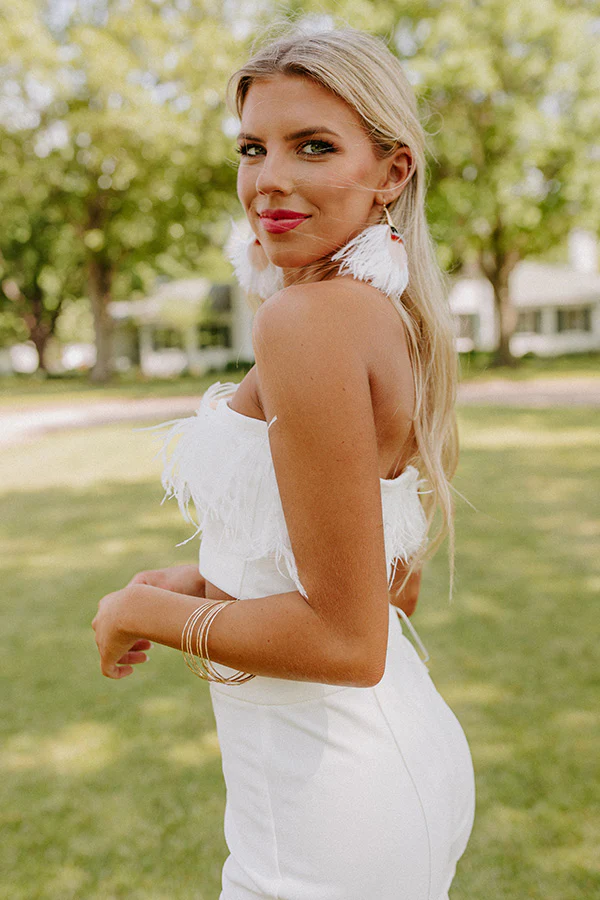 The Rixy Feather Crop Top In Cream - Image 2