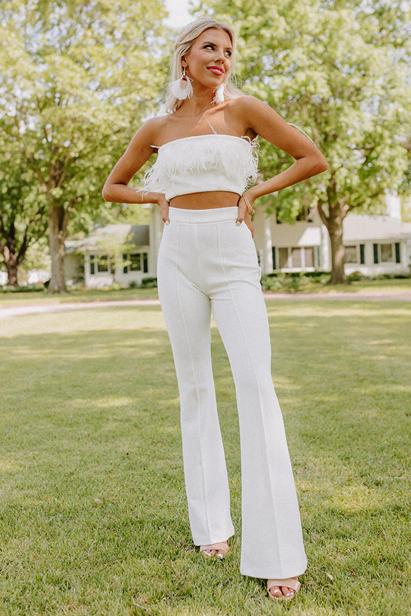 The Rixy Feather Crop Top In Cream - Image 5