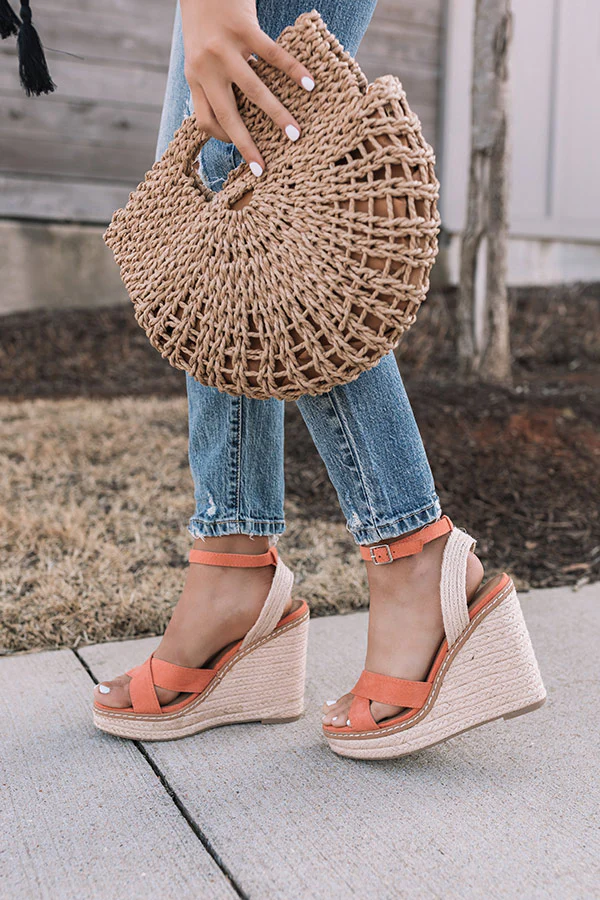 The Syra Espadrille Wedge In Peach - Image 3