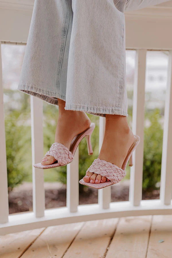 The Teera Woven Heel In Light Pink - Image 5