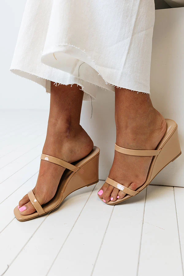 The Tulane Patent Wedge In Tan - Image 7