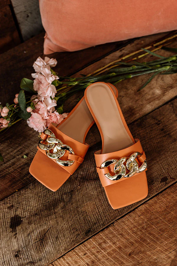 The Vivia Faux Leather Sandal In Peach - Image 2