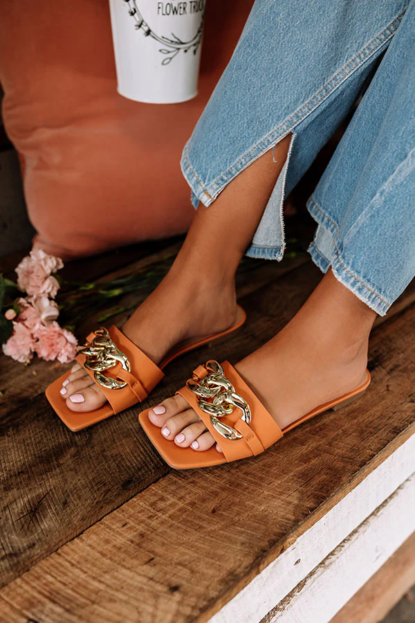 The Vivia Faux Leather Sandal In Peach - Image 3