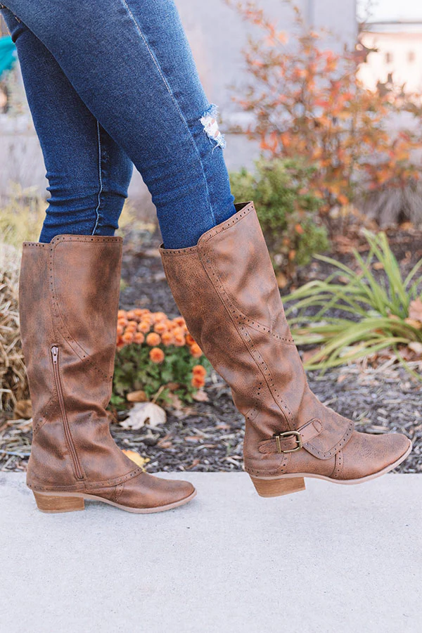 The Yuriko Knee High Boot in Brown - Image 3