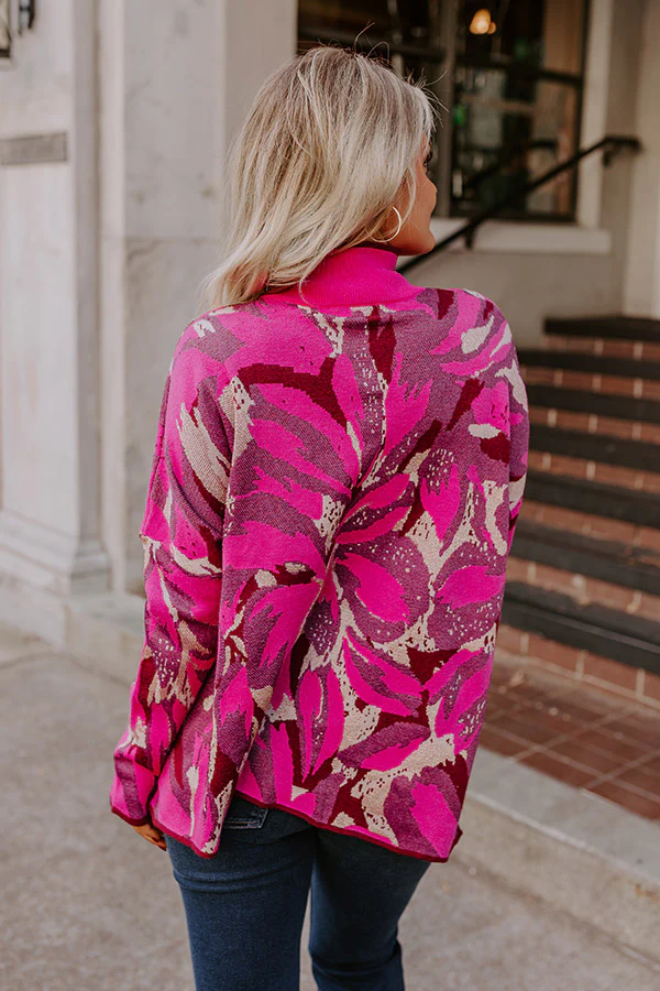 Touch Of Fall Sweater Top in Hot Pink - Image 4