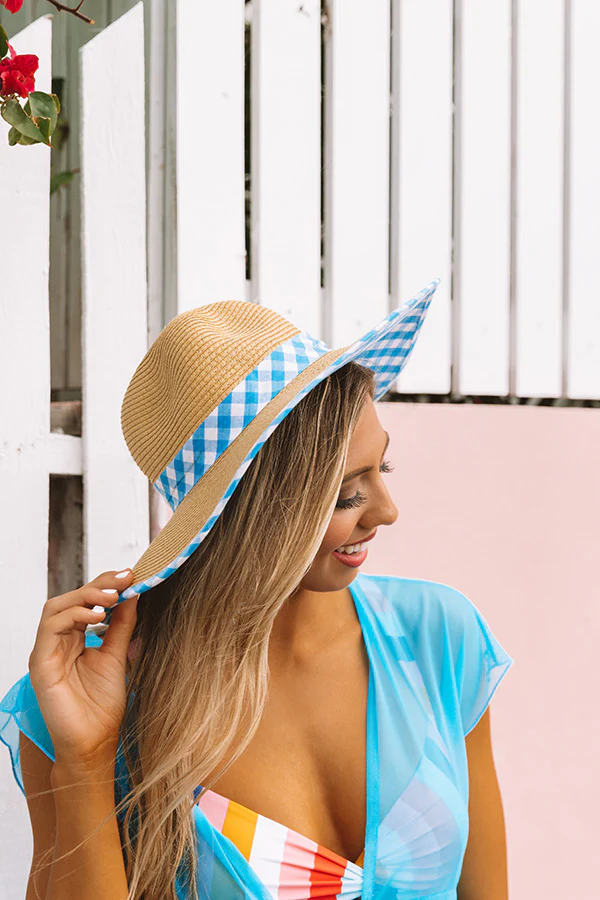 Tour De Chic Gingham Hat In Sky Blue - Image 2