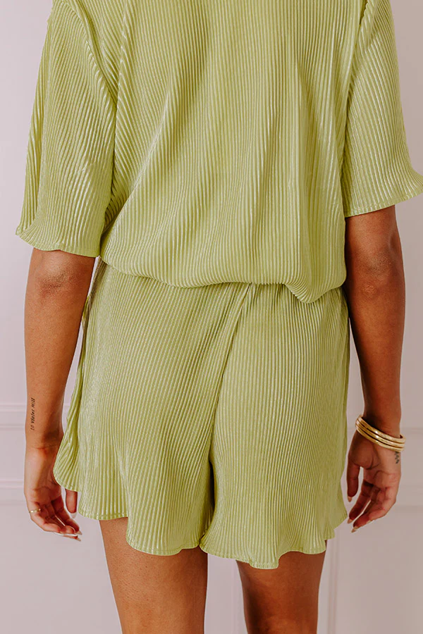 Tour The Town Pleated Shorts In Lime Punch - Image 5