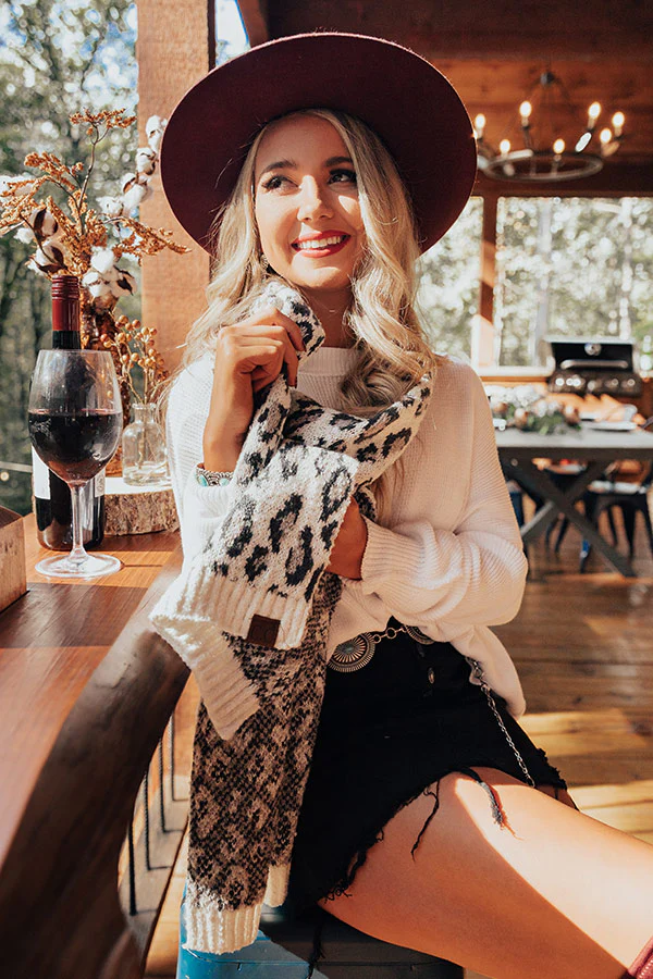 Town Square Leopard Scarf In White - Image 4
