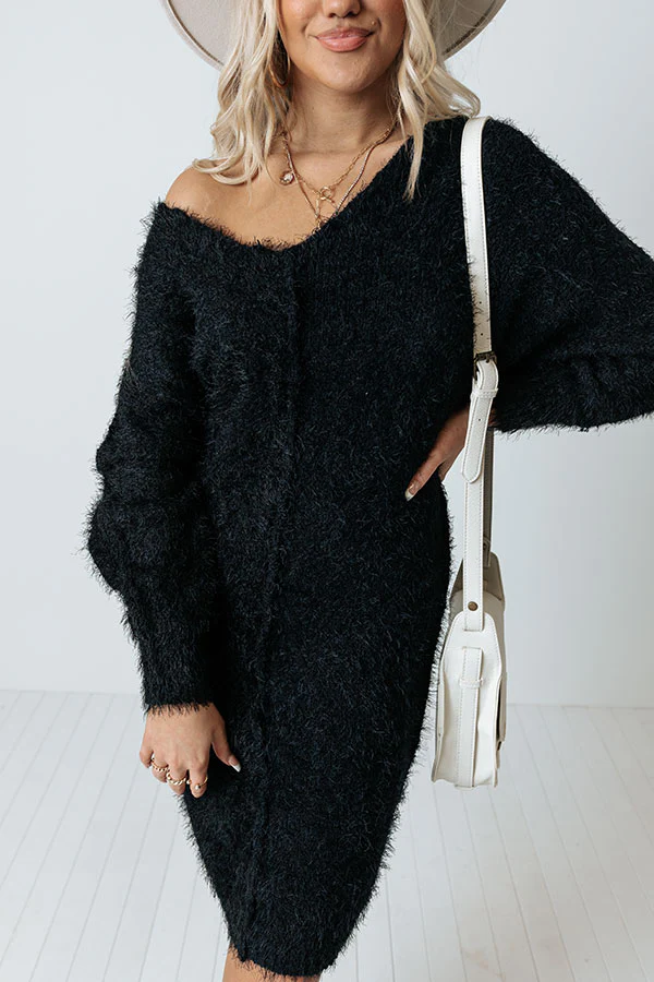 Tres Cozy Sweater Dress In Black - Image 9