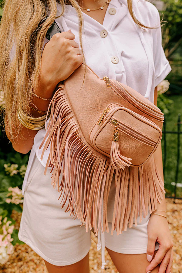Trip Of My Life Fringe Fanny Pack In Latte - Image 4