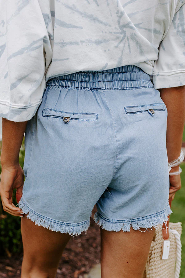 Tuscan Time Chambray Shorts In Light Wash - Image 3