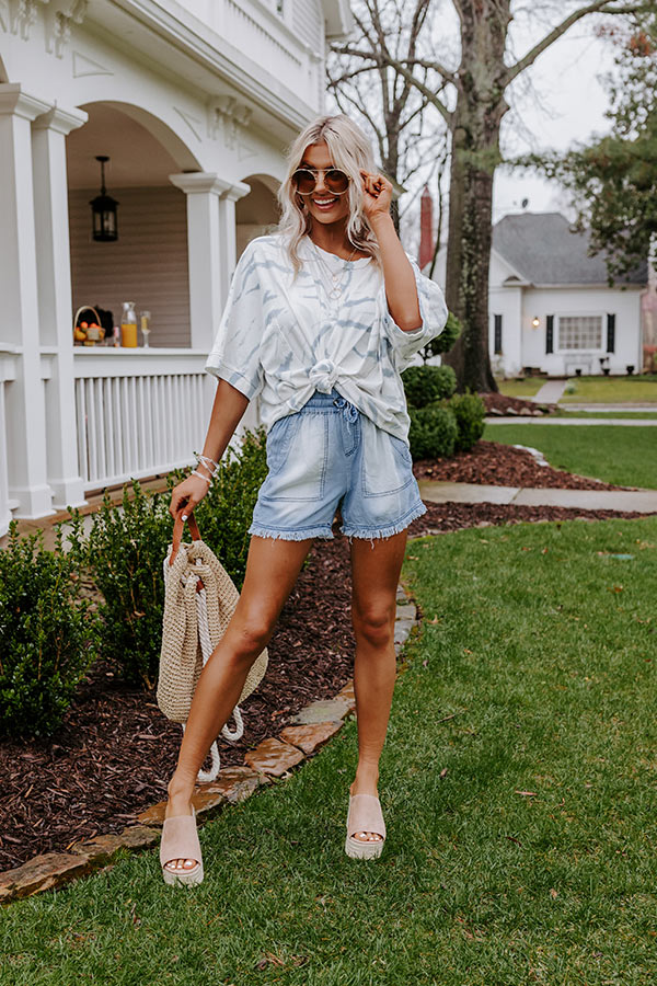 Tuscan Time Chambray Shorts In Light Wash - Image 5