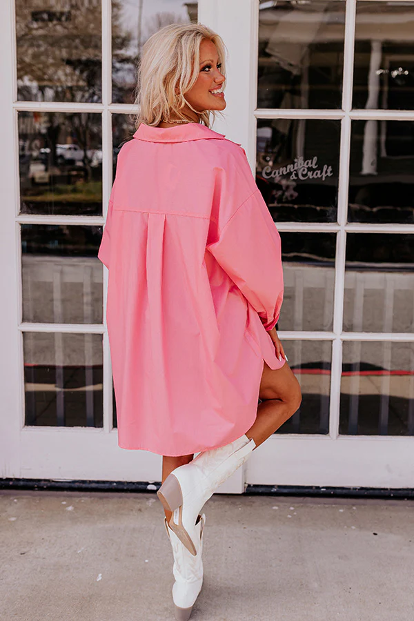 Urban Adventures Oversized Button Up In Pink - Image 8