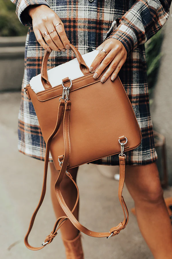 Well Played Faux Leather Backpack In Brown - Image 4