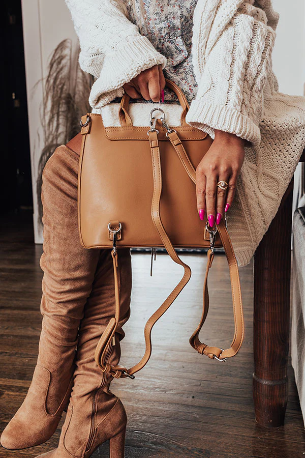 Well Played Faux Leather Backpack In Light Iced Mocha - Image 4