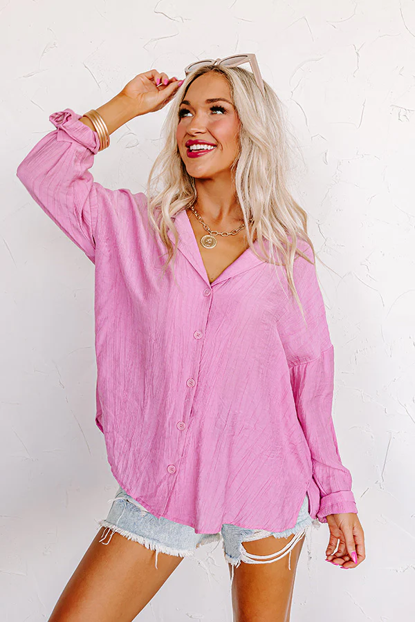 Wisteria Avenue Button Up In Pink - Image 4