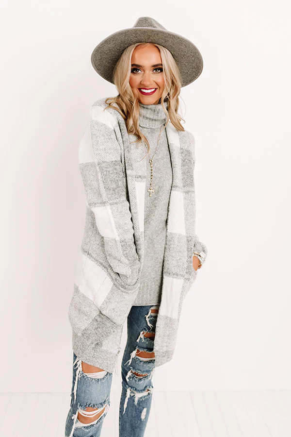 Wrapped In Cozy Buffalo Check Cardigan - Image 8
