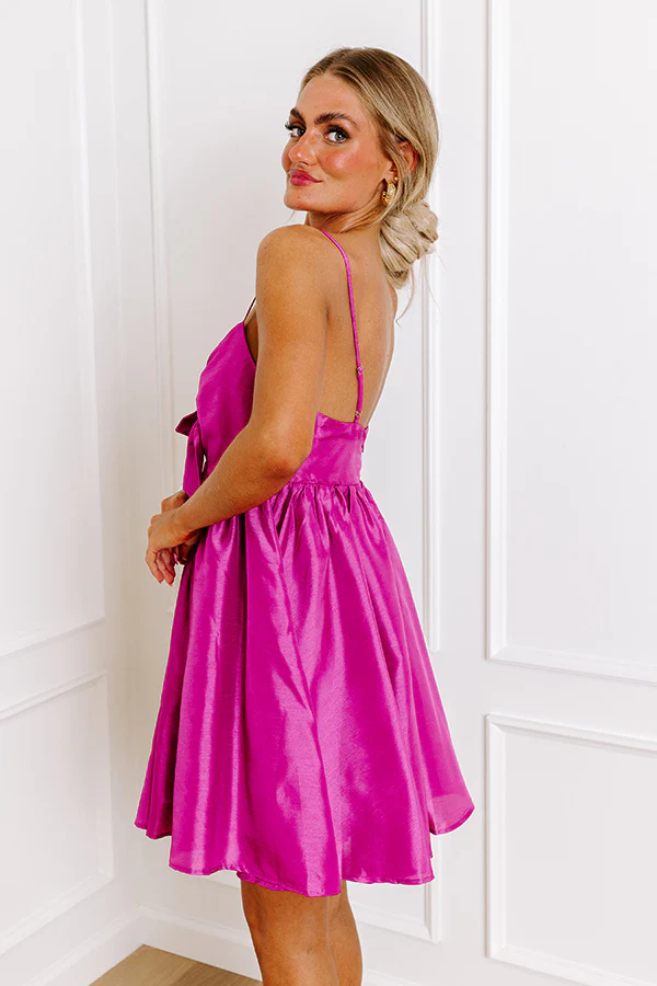 Wrapped Up In Love Babydoll Dress In Fuchsia - Image 3