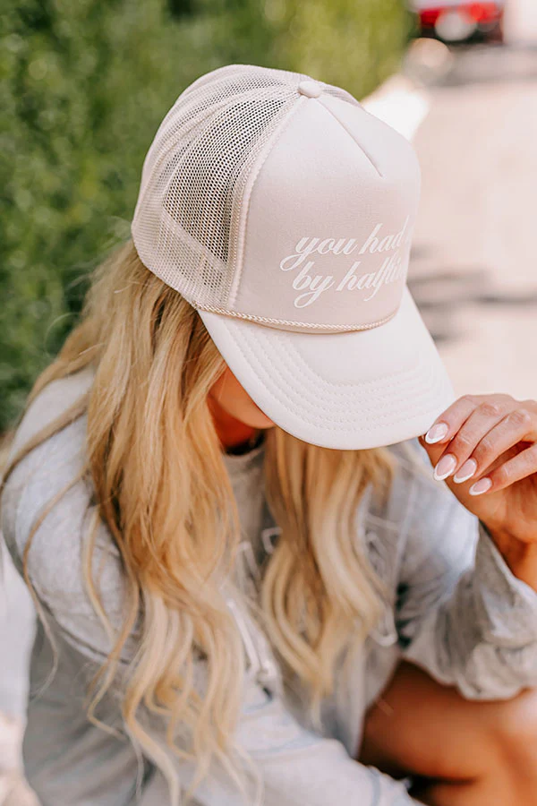 You Had Me By Halftime Trucker Hat in Beige - Image 3